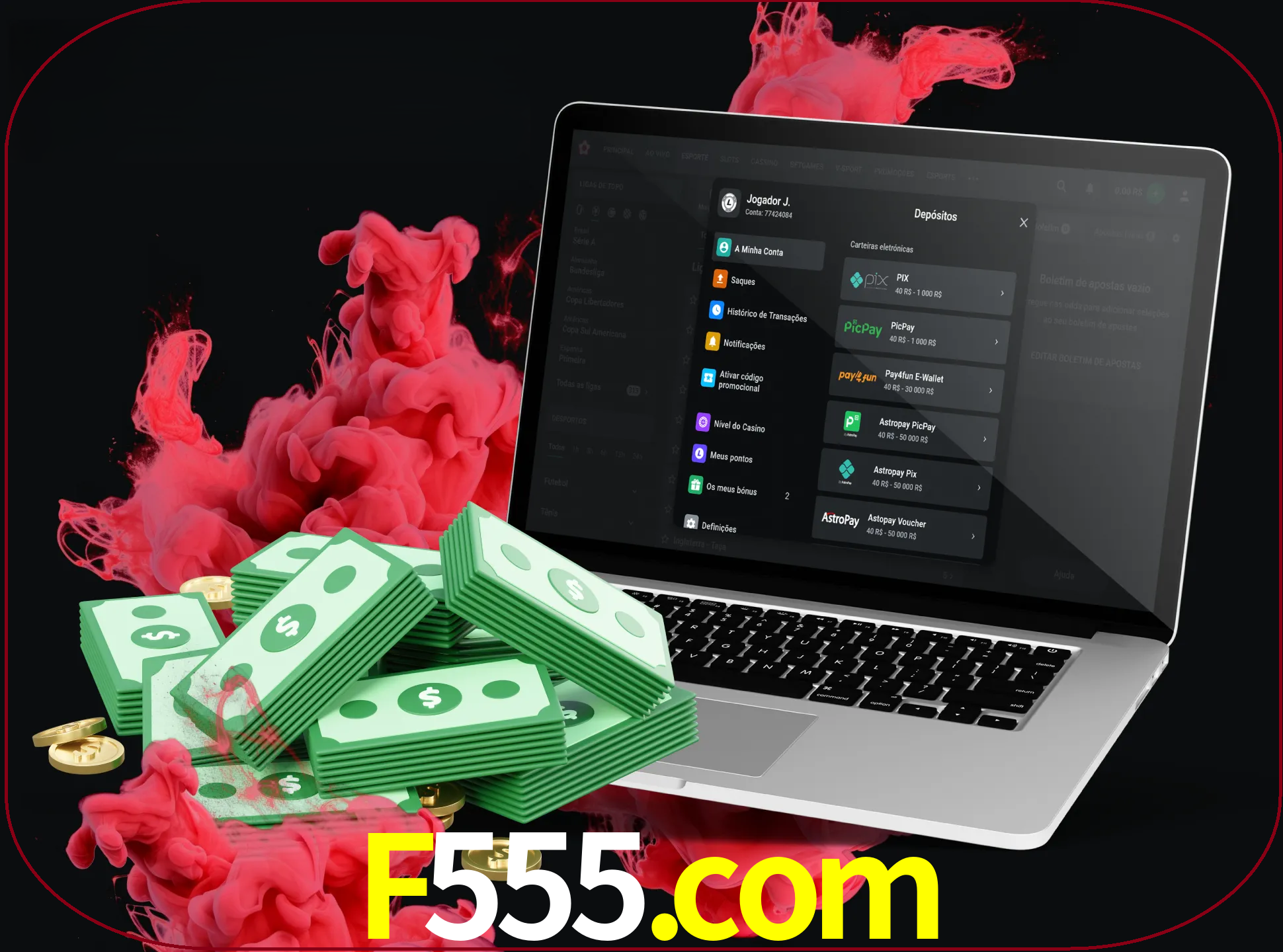 Para efetuar um depósito na sua conta f555, basta escolher o método de depósito e especificar o montante.
