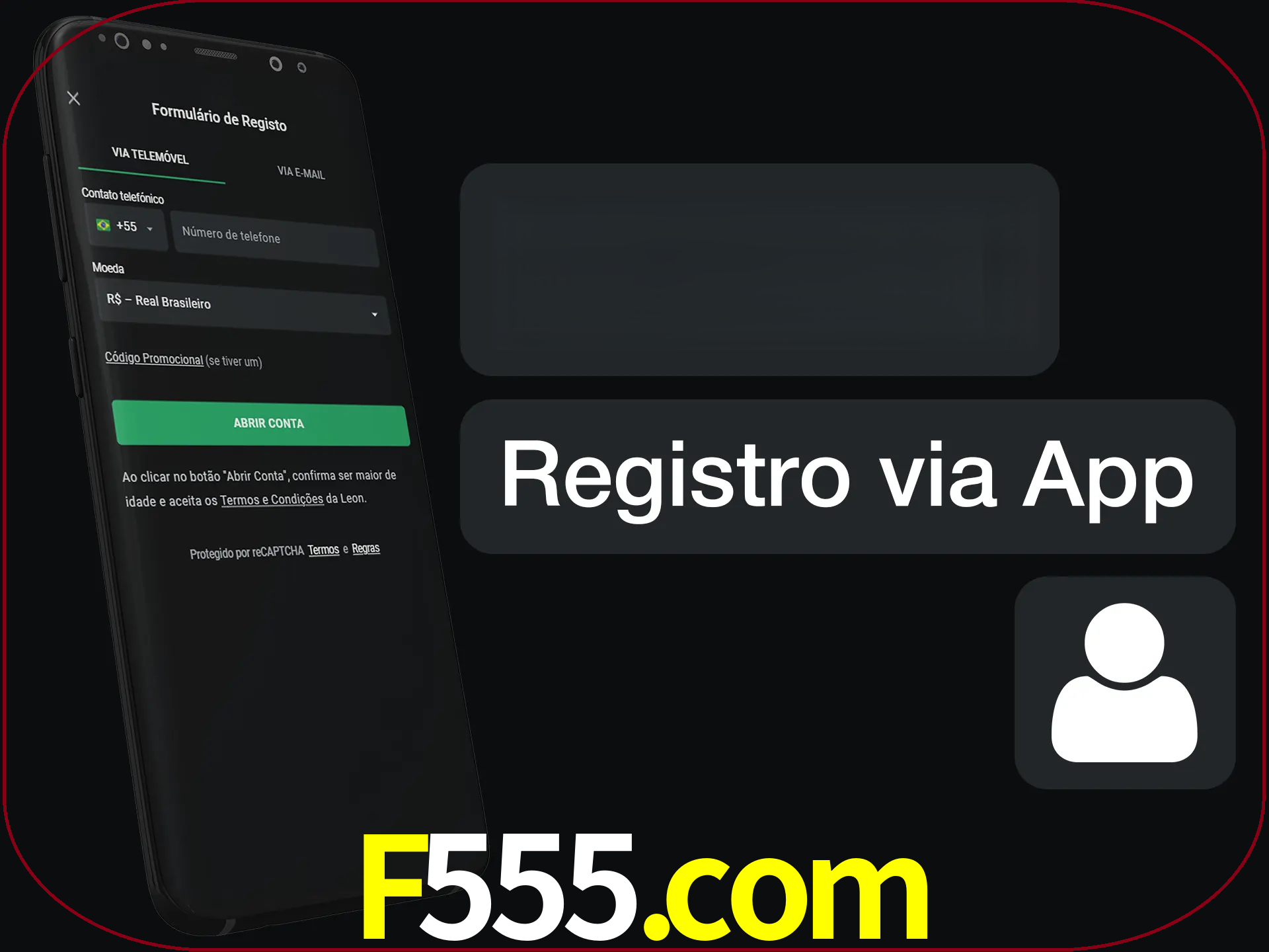 Registre-se com duas etapas usando o aplicativo.