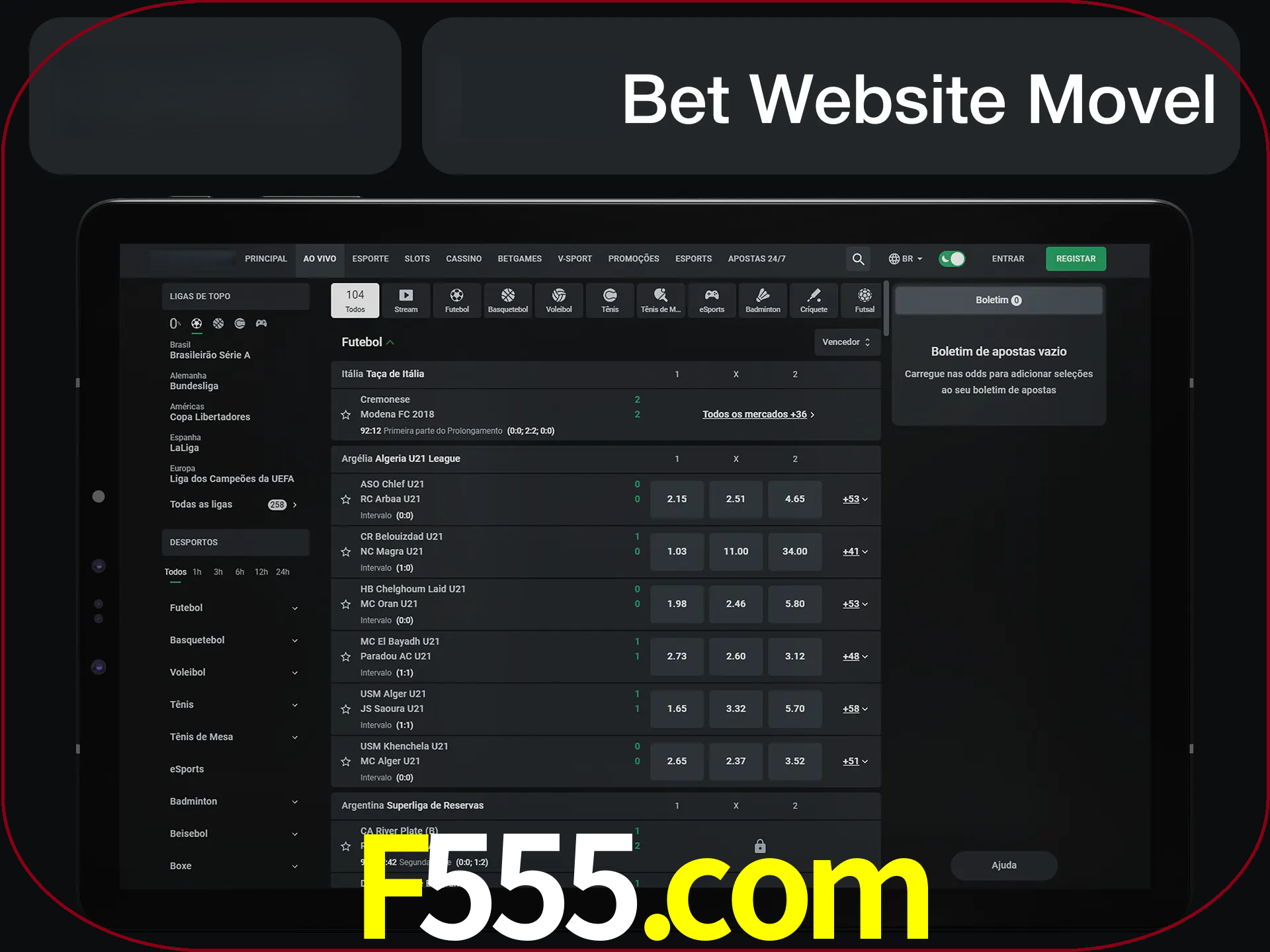 Use nosso website em qualquer dispositivo.